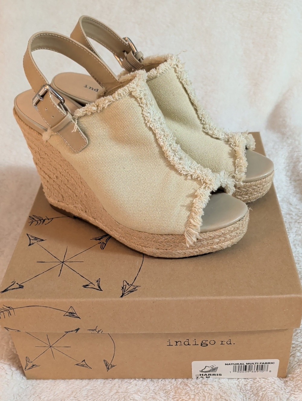 Women's Indigo Rd. Harris Canvas Espadrille Platform Wedge Sandals - Size 7.5